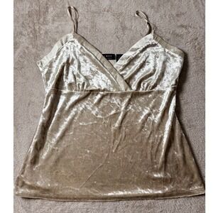 Y2K Axcess Liz Claiborne Champagne Crushed Velvet Slip Top Soft Girl Layering